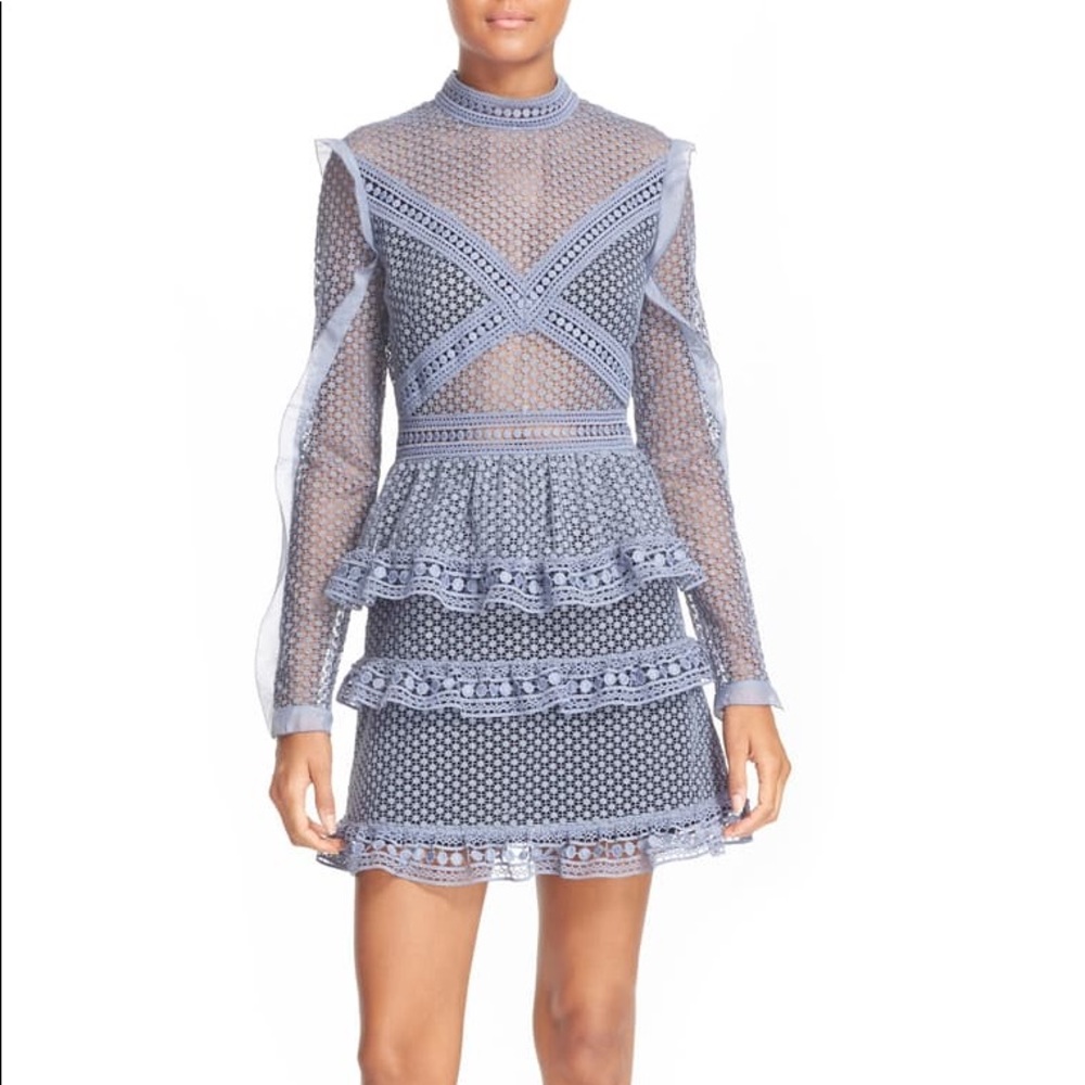 Self-Portrait Blue-grey Formal Dress - Picture 1 of 8